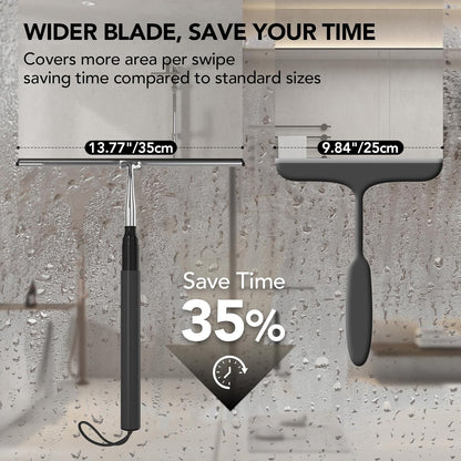 Shower Squeegee for Gass Doors, 15-51" Telescopic Squeegee for Window Cleaning, Squeegee for Shower Glass, Window Cleaner Tool with Long Handle for Tile Walls, Sliding Door, Floor, Car Windshield