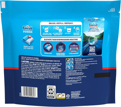 Finish Power Dishwasher Pods, No Pre-Rinse Dishwasher Detergent Soap For Deep Clean & Shine with Degreasing Power, 43 Count