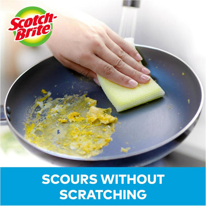 Scotch-Brite Dobie Non-Scratch All-Purpose Scrub Pads, 12 Total Pads (6 Packs of 2), Reusable Scouring Sponges for Kitchen & Bathroom, Safe on Non-Stick Cookware, Yellow
