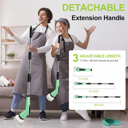 Electric Spin Scrubber, Dreazu IPX7 Shower Scrubber with 7 Replaceable Brush Heads & Retractable Handle, 2-Speed Adjustable Shower Cleaner for Bathroom,Toilet, Bathtub, Kitchen, Tile Floors