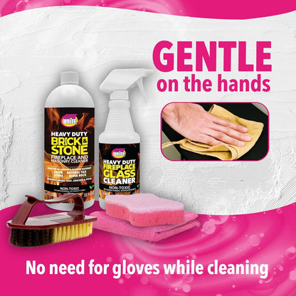 Quick 'n Brite Fireplace Gel Cleaner for Brick, Stone, Rock, Tile, and Marble, Nonabrasive Fireplace Cleaner, Made in the USA, 16 oz