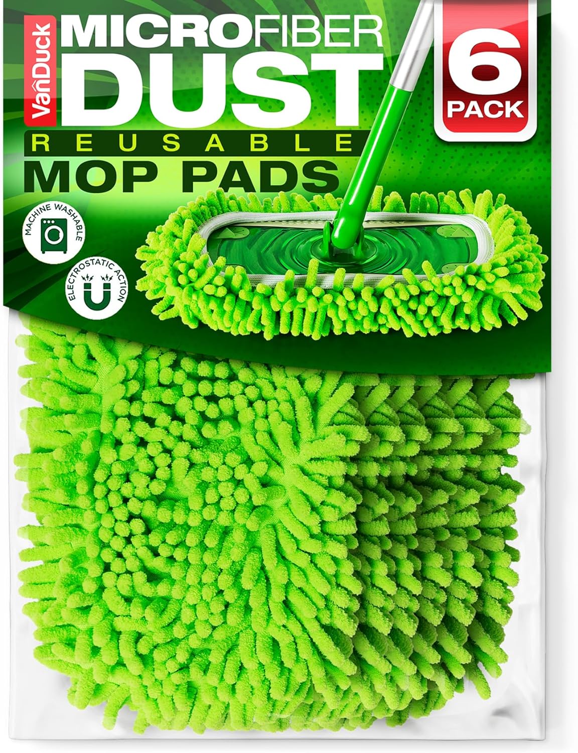 VanDuck Reusable 100% Cotton Mop Pads Compatible with Swiffer Sweeper (4-Pack), Terry Cloth Mop Covers Washable for Wet Mopping and Floor Cleaning (Handle is Not Included)
