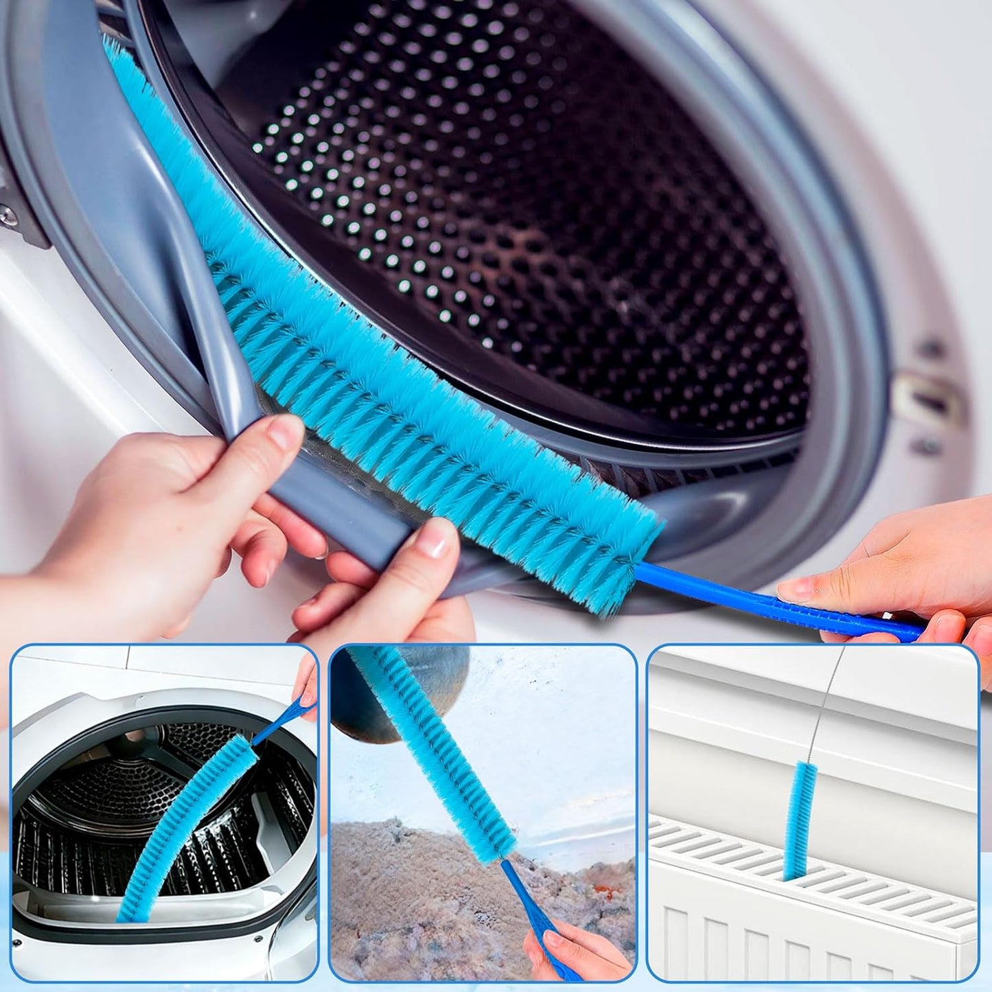 Dryer Vent Cleaner Kit with Flexible Vacuum Hose - Universal Lint Brush & Attachment Set for Clothes Dryer, Shop Vac Accessories, Lint Trap Cleaner & Home Tools