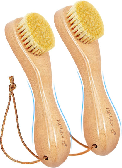 BFWood Laundry Stain Brush, Natural Soft Boar Bristles, Removes Tough Stains from Delicate Fabrics Like Knits, Cotton, and Linens, Gentle on Fabrics, No Damage