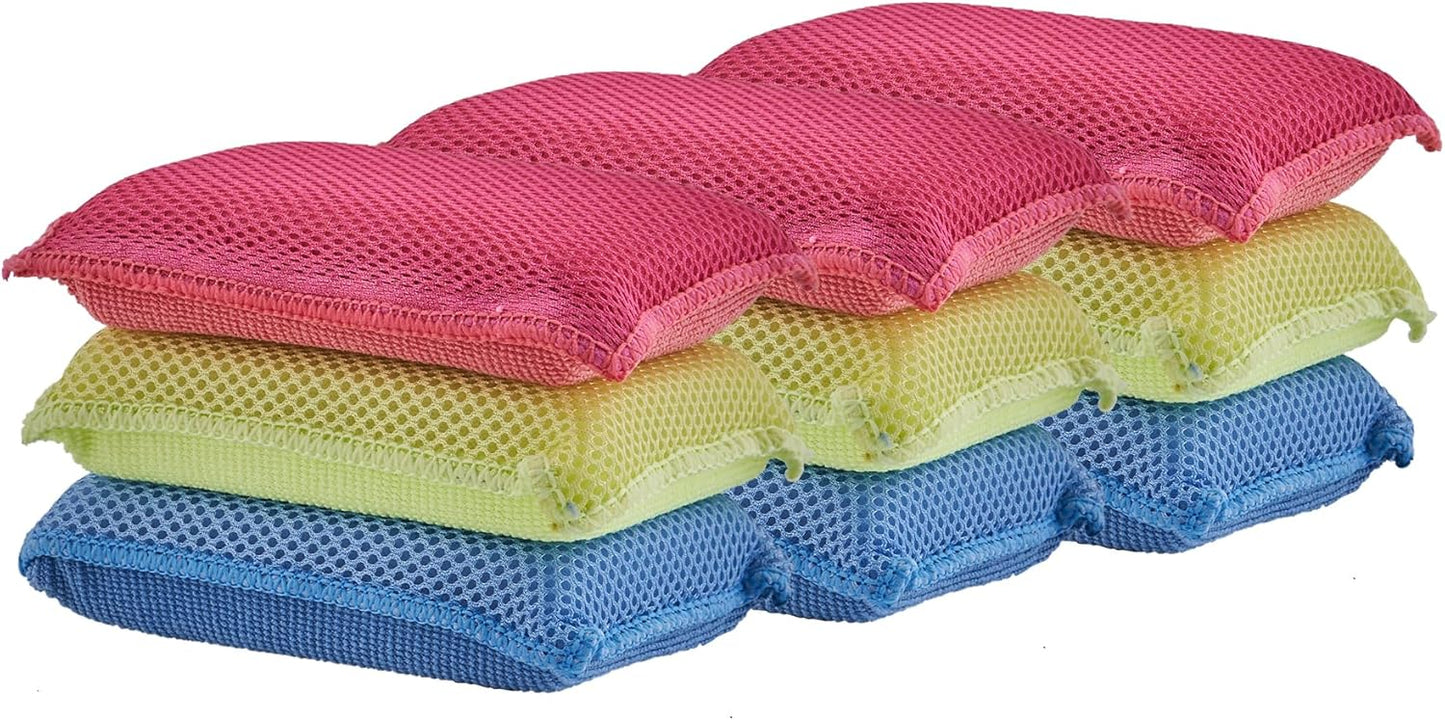 Superio Miracle Microfiber Sponges for Kitchen 3-Pack Red Yellow Blue, Kosher Non-Scratch Sponge Scrubber Heavy Duty Multi-Purpose Cleaning of Dishes, Pots, Pans and Counter tops, Machine Washable