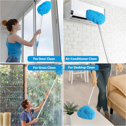 Ceiling Fan Cleaner Duster High Ceiling Extended Fan Blade Cleaner from 13 to 50 Inch Reusable Microfiber Ceiling Fan Duster with Extension Handle for Furniture Bookshelves Wall Door (Gray)