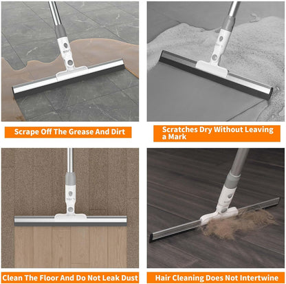 Floor Squeegee with 13.8" Silicone Blade and 52" Aluminum Handle, Water Squeegee Broom for Bathroom, Shower, Tile, Garage, Deck and Window Cleaning – LJGG (Gray/White)