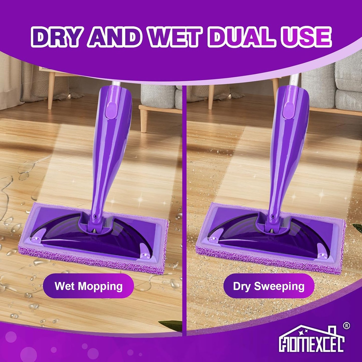 HOMEXCEL Microfiber Pads Compatible with Swiffer Wet Jet-15"x5.5", Reusable Pad Refills, Machine Washable Replacements for Multi Surface Wet & Dry Floor Cleaning, 8 Pack