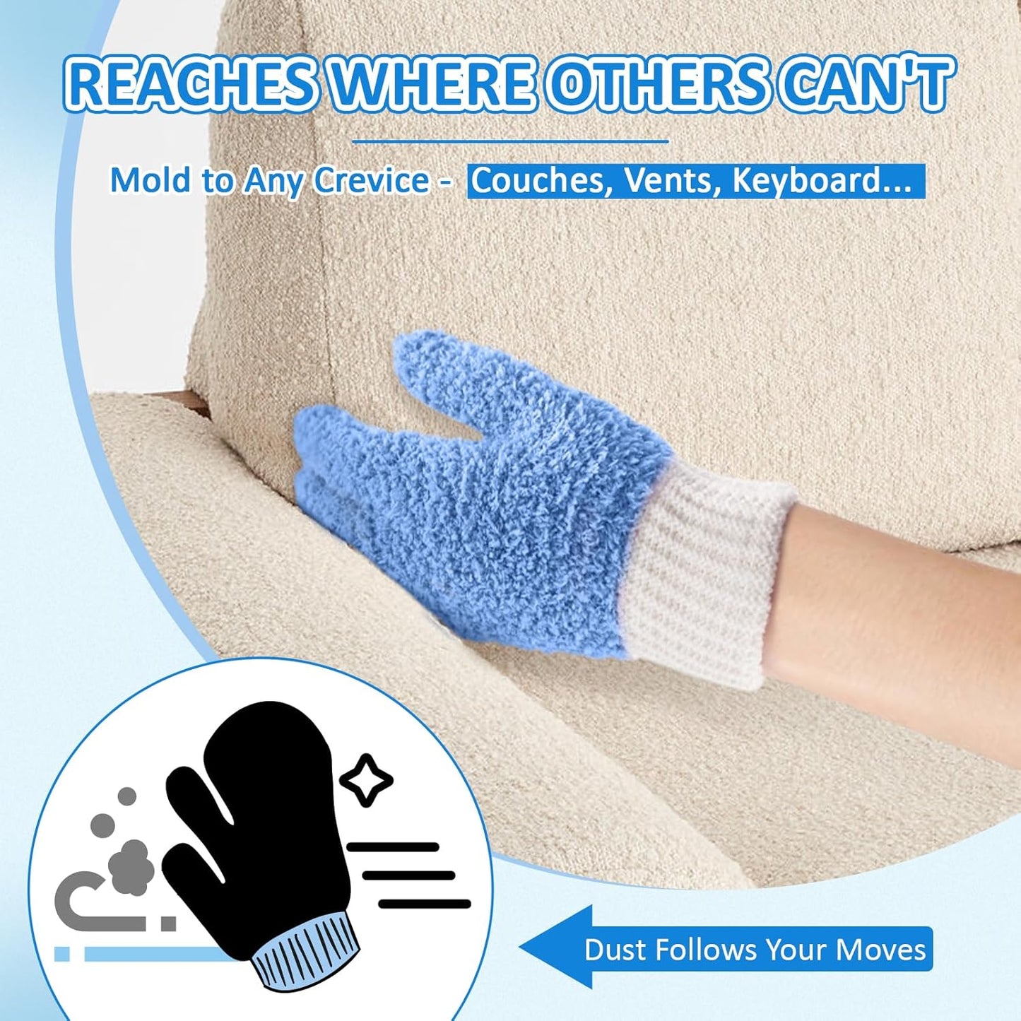 MIG4U Microfiber Dusting Gloves House Cleaning Glove for Blinds, Windows, Shutters, Furniture, and Car, Reusable Lint-Free Pink 1 Pair S/M