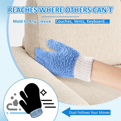 MIG4U Microfiber Dusting Gloves House Cleaning Glove for Blinds, Windows, Shutters, Furniture, and Car, Reusable Lint-Free Pink 1 Pair S/M