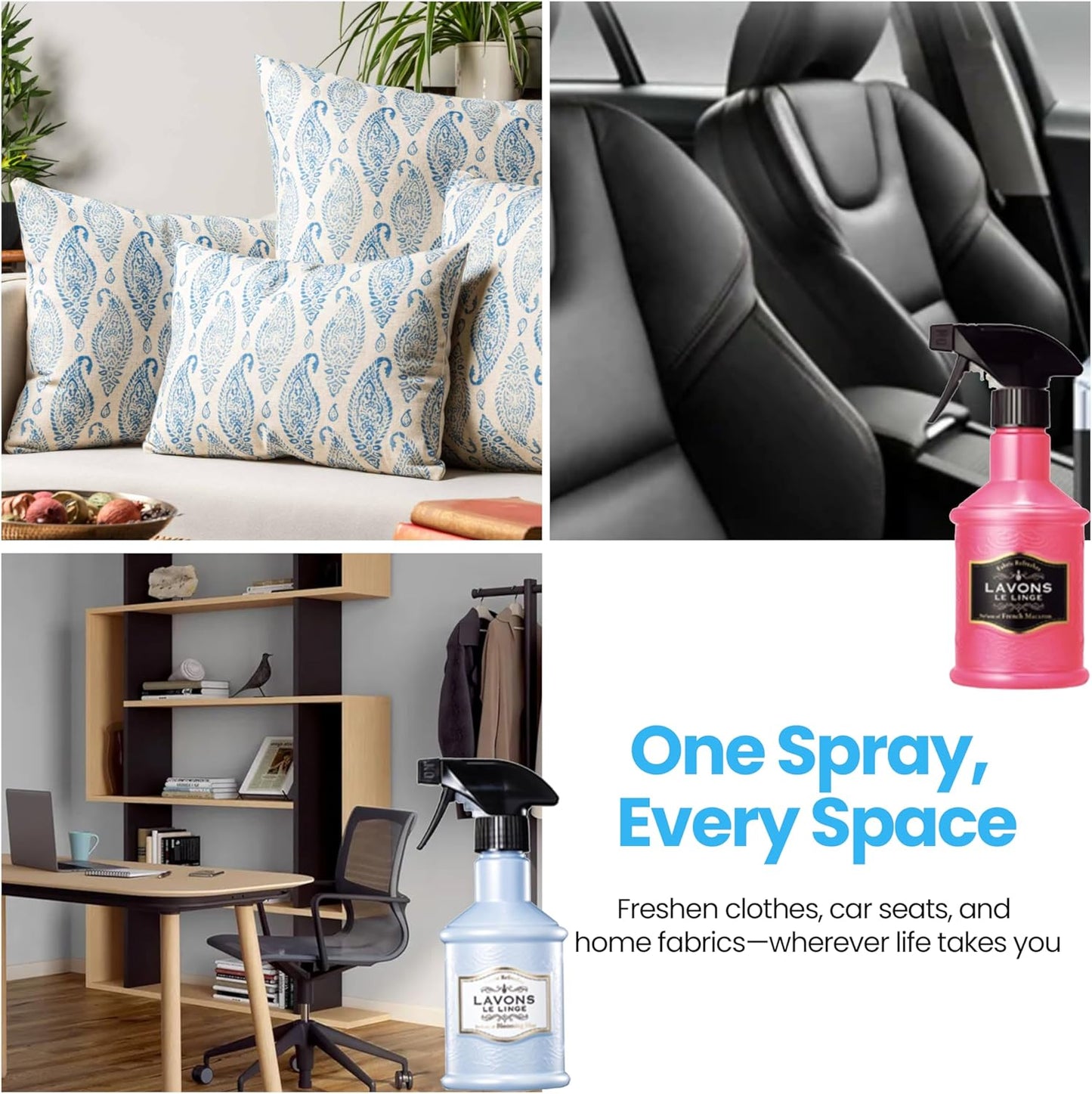 LAVONS Fabric Spray Freshener for Carpet Fresh, Pet Safe Linen Spray for Bedding, Organic Fabric Refresher Spray for Home & Offices, Natural Carpet Freshener from Japan, 12.5 Fl Oz SHINY MOON