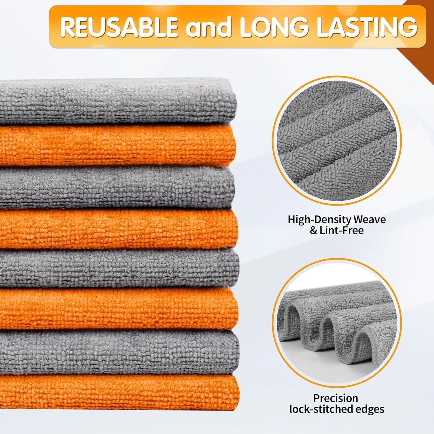 FIXSMITH Microfiber Cleaning Cloth - Pack of 8, Size: 12 x 16 in, Multi-Functional Cleaning Towels, Highly Absorbent Cleaning Rags, Lint-Free, Streak-Free Cleaning Cloths for Car Kitchen Home