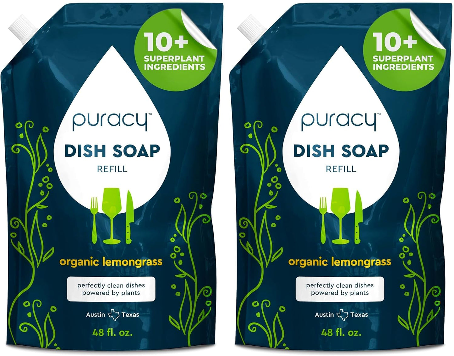 Puracy Natural Dish Soap Packs- Skin-Softening Plant-Based Dishwashing Soap, Non-Toxic Dish Soap, Organic Liquid Dishwashing Detergent Soap (Green Tea & Lime, 16 fl oz, 3 Pack)