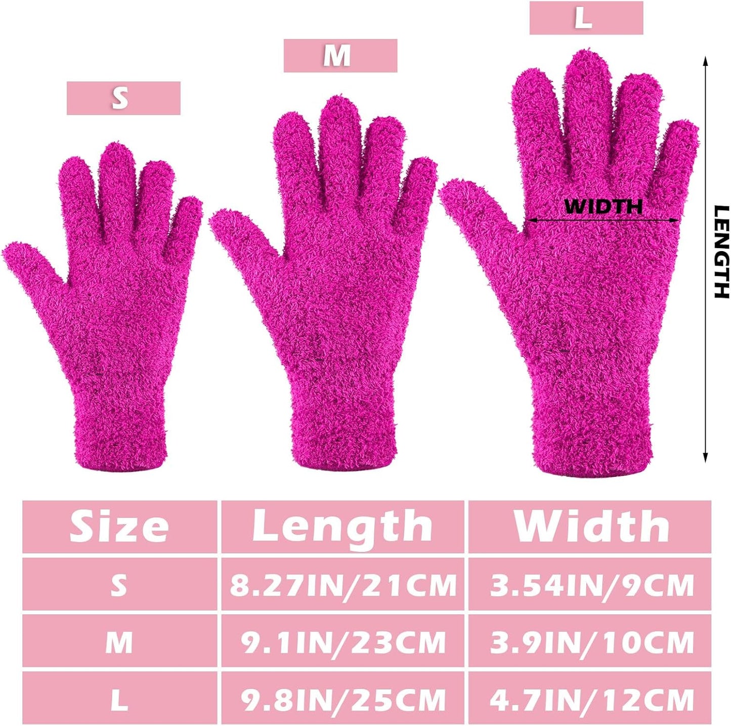 Patelai 3 Pairs Microfiber Plant Dusting Gloves Leaf Cleaning Gloves for Indoor Plants, Blinds, Furniture, House (Green Yellow,Blue,Pink,Medium)