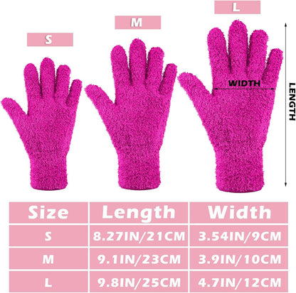 Patelai 3 Pairs Microfiber Plant Dusting Gloves Leaf Cleaning Gloves for Indoor Plants, Blinds, Furniture, House (Green Yellow,Blue,Pink,Medium)