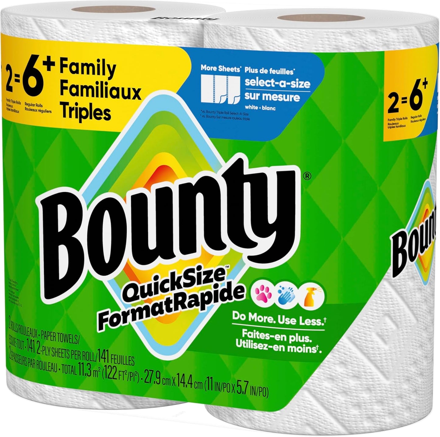 Bounty Quick Size Paper Towels, White, 8 Family Rolls