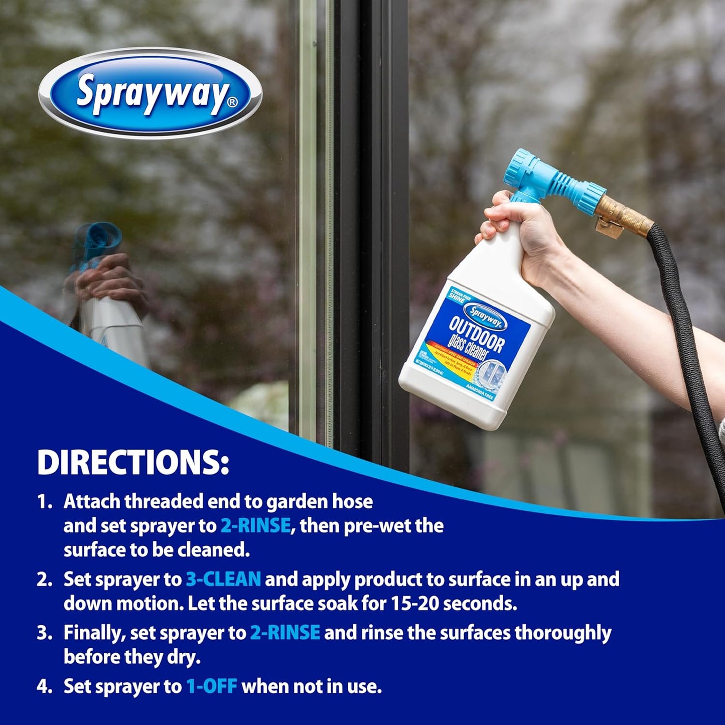 Sprayway Outdoor Glass Cleaner, 32oz | Streak-Free Shine, Foaming Action | Ideal for Windows, Patio Doors, and Outdoor Glass Surfaces