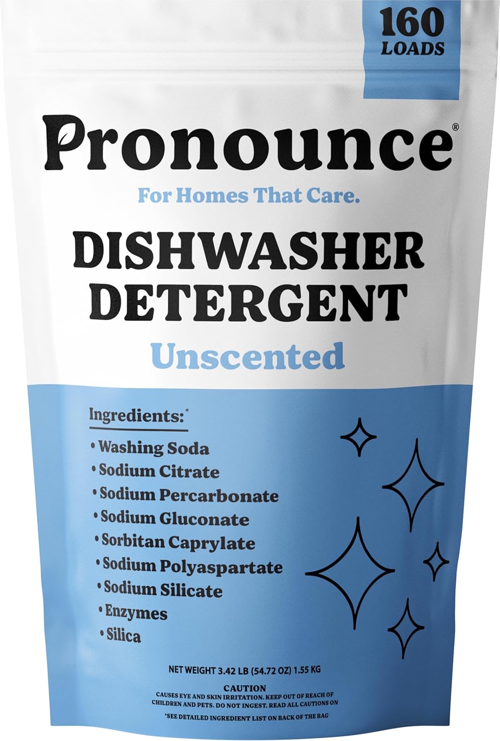 Pronounce Dishwasher Detergent Powder - Cleaner Ingredients, Fragrance Free - Ultra Concentrated, Cuts Grease and Grime, Dishwasher Pods Alternative (Residue-Free). (80 Loads, Unscented)