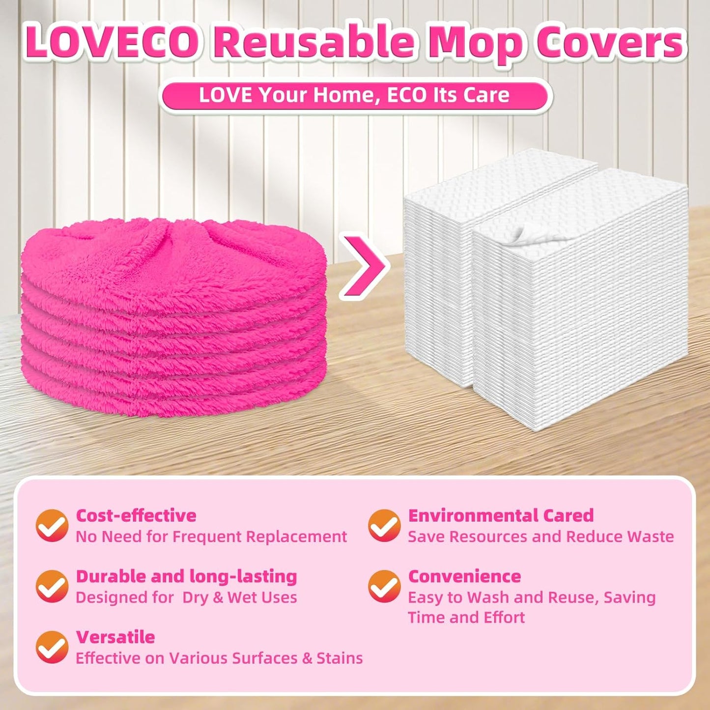 Reusable Mop Pads Compatible with Swiffer Sweeper Mop, Microfiber Dry Sweeping Cloths & Machine Washable Wet Pads Refill for Use on All Sealed Floors - Stone, Hardwood, Laminate & Tile (6 Blue)