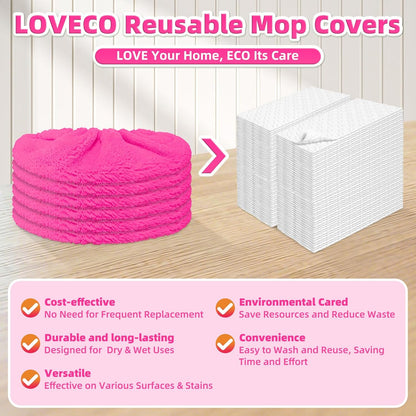 Reusable Mop Pads Compatible with Swiffer Sweeper Mop, Microfiber Dry Sweeping Cloths & Machine Washable Wet Pads Refill for Use on All Sealed Floors - Stone, Hardwood, Laminate & Tile (6 Blue)