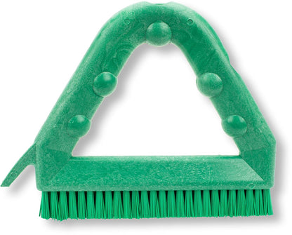 SPARTA Plastic Commercial Grout Brush, Triangle-Shaped Scrub Brush with Scraper and Two Threaded Holes for Attaching Handle (Sold Separately), 9 x 7 x 7 Inches, Gray