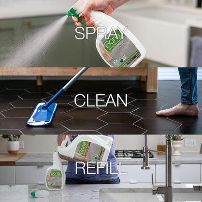 Bona Multi-Surface Floor Cleaner Refill - 128 fl oz - Lemon Mint - Residue-Free Floor Cleaning Solution refill for Spray Mop and Spray Bottles - For Use on Stone, Tile, Laminate, and Vinyl Floors