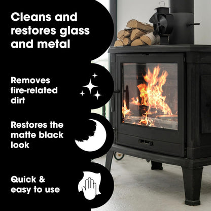Furniture Clinic Stove Glass & Metal Cleaner - For Log Burner and Fireplace Glass Doors - Removes Soot, Dirt & Ash - Instant Results - 500ml / 17oz