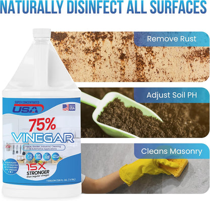 Pure Vinegar - Industrial Cleaning Vinegar - 1 Gallon Concentrated Cleaner (75% 1 Gallon)
