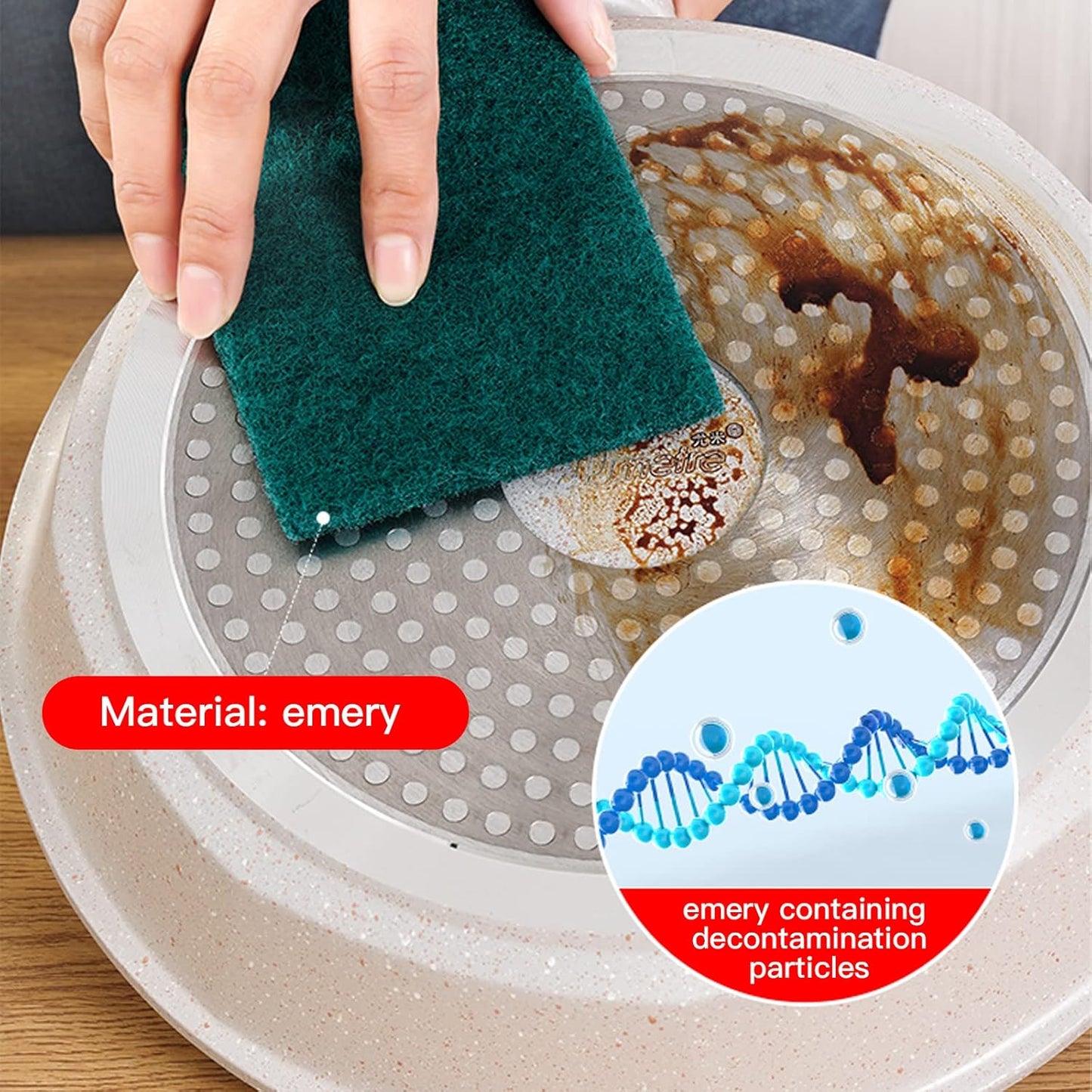 Heavy Duty Scour Pads Sponge Dish Scrubber Non-Scratch Green Reusable Household Scrub Pads for Kitchen and Dish Cleaning Tool (12Pcs)