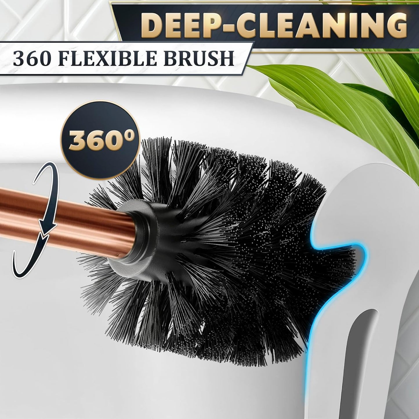 Stylish Stainless Steel Toilet Brush and Holder Set - Silver Toilet Bowl Brush and Holder with Splash Cover, Sturdy Bristles, Corrosion & Scratch Resistant - Elegant Design, Effective Deep Cleaning