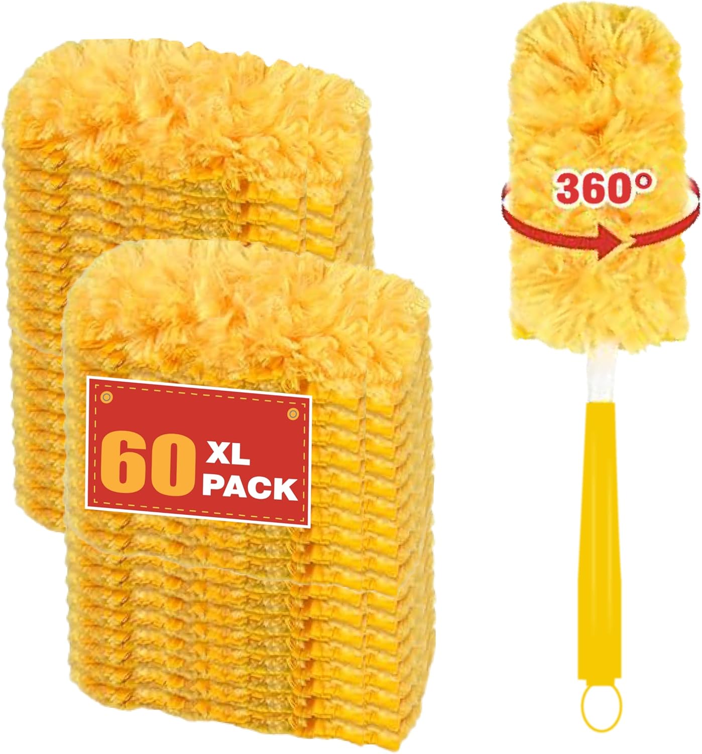 20 Count Feather Dusters Refill for Cleaning, 180 Degree Heavy Duty Duster Replacement Head for Swiffer Duster,Dusting Furniture, Blinds, Ceiling Fans, Helps Remove Allergens