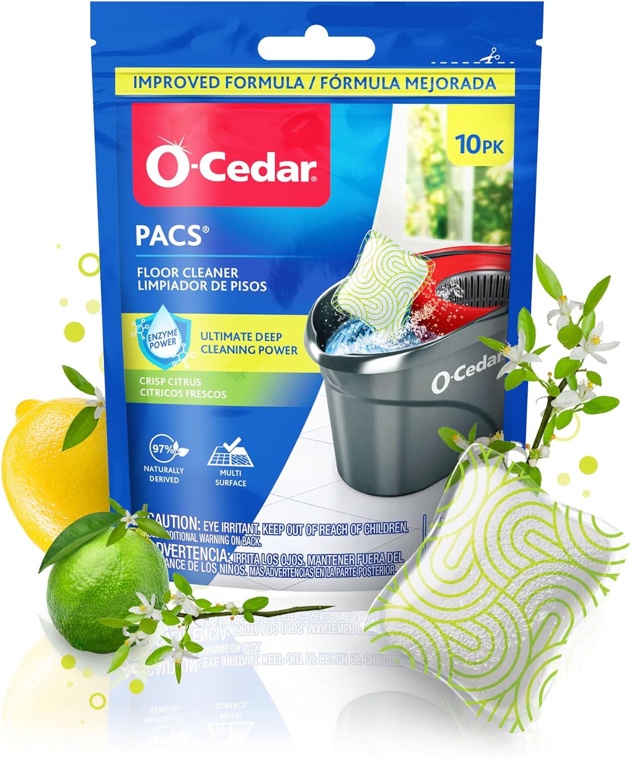 O-Cedar EasyWring Microfiber Spin Mop & Bucket Floor Cleaning System + 2 Extra Mop Head Replacements with Citrus and Lavender Pacs (Variety Pack)