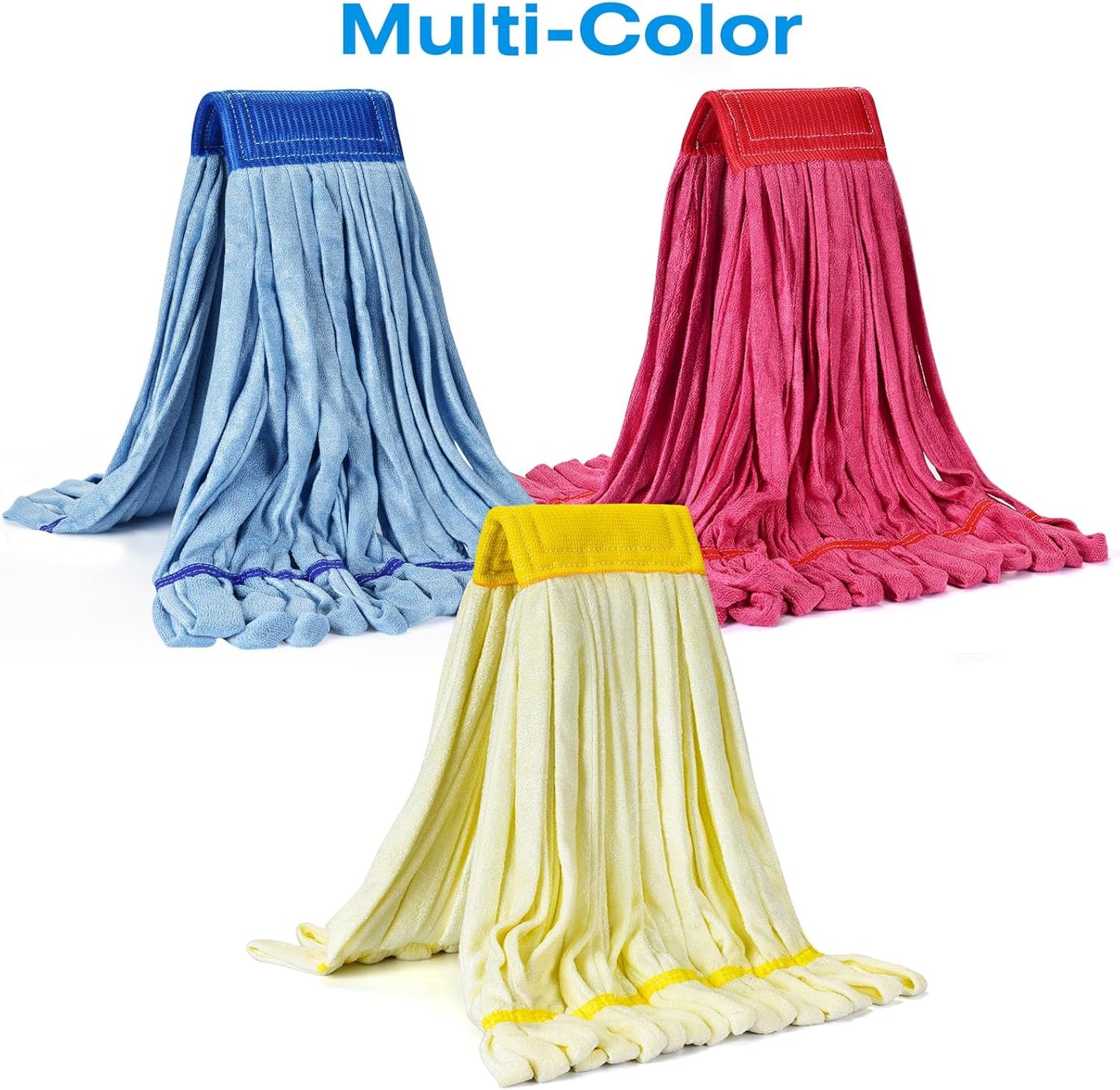 Matthew Cleaning Microfiber Tube Mop(Meduim,Blue,3Pack) Heavy Duty Mop Head Replacement,Excellent Absorbency,Premium launderability,Reusable,Loop end for Home,Commercial&Industrial Use