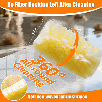 40 Count 360° Heavy Duty Duster Refills Compatible with Swiffer,Large Size-Extra Thick Disposable Electrostatic Duster Refill with 1 Retractable Handle(35-inch Length Fully expanded)