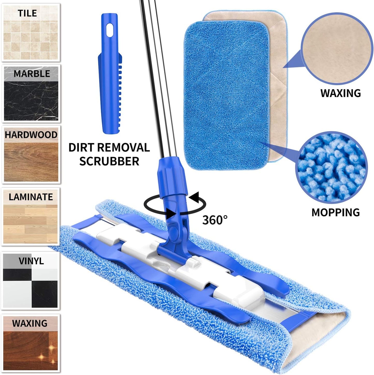 MR.SIGA Professional Microfiber Mop Refills, Pack of 3, Size: 42cm X 23cm
