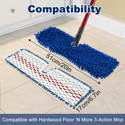 4 Pack Mop Heads Replacements Compatible with O-cedar Dual-Action Flip Mop,Microfiber&Chenille Mop Replace Head for Dry/Wet Use,Double-sided,Reusable and Washable Dust Mop Refills for Floor Cleaning
