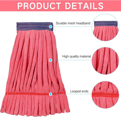 Lallisa 4 Pcs Commercial Mop Head Replacement Tube Microfiber Industrial Looped End Mop Heads Refill for Floor Cleaning for Home Commercial Industrial Use(Large,Blue)