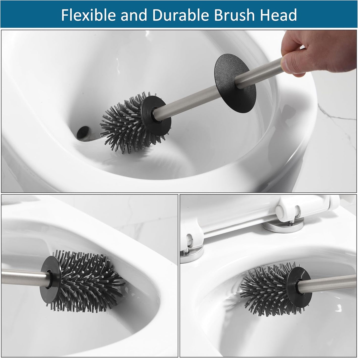 BVL Toilet Brush and Hoder Set Brushed Gold Freestanding for Bathroom