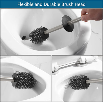 BVL Toilet Brush and Hoder Set Brushed Gold Freestanding for Bathroom