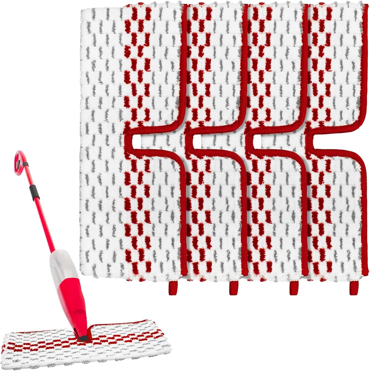 Spray Mop Pads Compatible with Promist Max - Reusable Mop Refills for Oceda Promist Max, Microfiber Double Sided Usable Dry Wet Floor Cleaning (6 Pack Red)