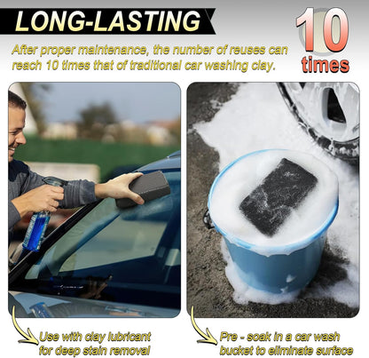 Car Wash Sponge,Dual Sided Car Clay Scrubber for Fast and Effective Removal of Paint,Light Overspray So On,Scrubbing and Clay Work,2-Pack