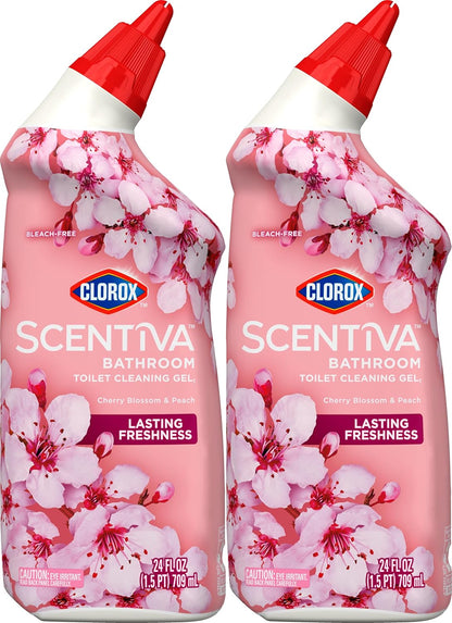 Clorox Scentiva Bathroom Toilet Cleaning Gel, Cherry Blossom and Peach, 24 Fluid Ounces