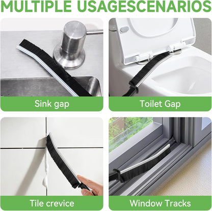 LILAC 6 Pcs Deep Cleaning Set: 2 Pack Stiff-Bristle Crevice Cleaning Brushes & 4 Pack Compressed Natural Cellulose Sponges, Gap Cleaner Scrubber Tool for Window Tracks, Tile, Kitchen, Bathroom