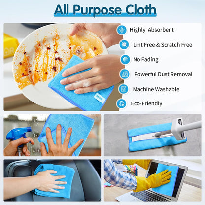 FIXSMITH Microfiber Cleaning Cloth - Pack of 8, Size: 12 x 16 in, Multi-Functional Cleaning Towels, Highly Absorbent Cleaning Rags, Lint-Free, Streak-Free Cleaning Cloths for Car Kitchen Home