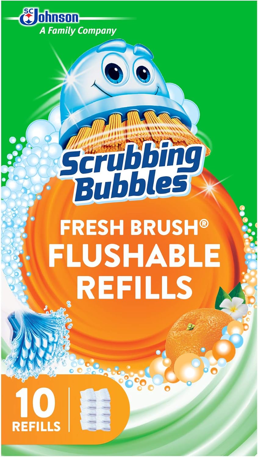 Scrubbing Bubbles Flushable Toilet Bowl Wand Cleaner Refills, Fresh Brush Cleaner Toilet Refill Pads, Removes Limescale & Odors, Citrus Scent, 20 Count (Pack of 1)