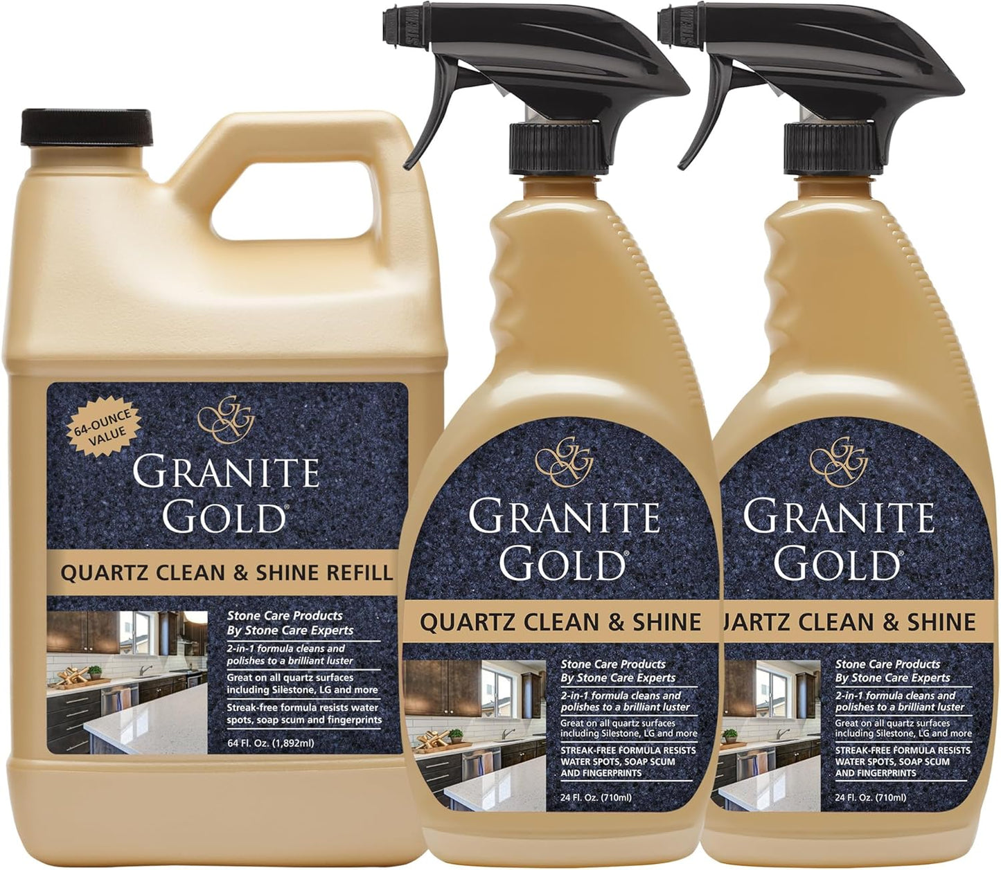 Granite Gold Quartz Clean & Shine Streak-Free Cleaner Deeps Cleans and Polishes All Quartz Surfaces Including Silestone, LG, and More, 24 Fl Oz (Pack of 1)