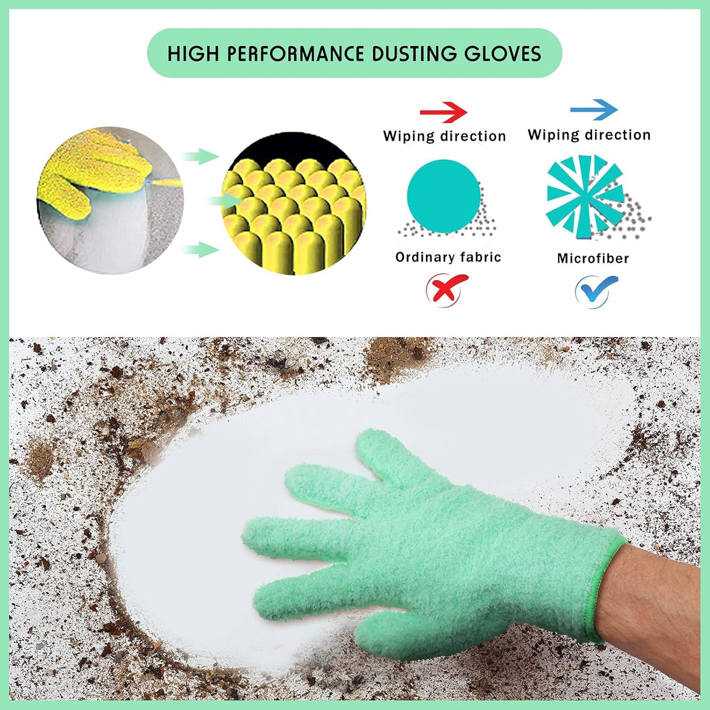 Patelai 4 Pairs Microfiber Plant Dusting Gloves Reusable Leaf Dust Cleaning Glove Mittens for Plants House Cleaning Car Blinds(Green, Dark Blue, Yellow, Purple)