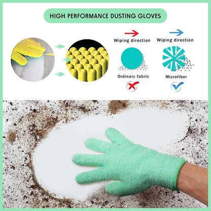 Patelai 4 Pairs Microfiber Plant Dusting Gloves Reusable Leaf Dust Cleaning Glove Mittens for Plants House Cleaning Car Blinds(Green, Dark Blue, Yellow, Purple)