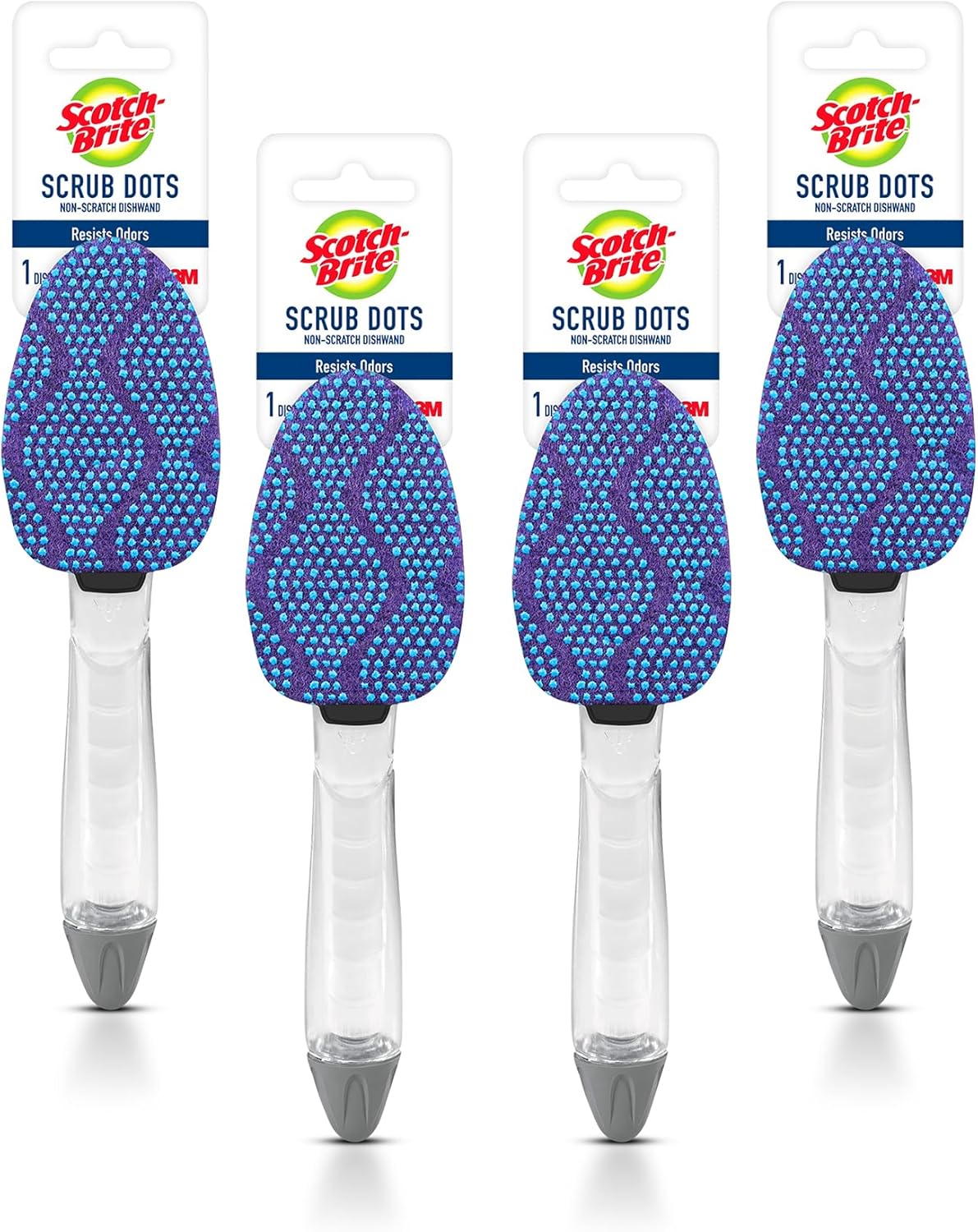 Scotch-Brite Scrub Dots Non-Scratch Soap-Dispensing Dishwand, 1 Count, Keeps Hands Out of The Mess, Fits All Scotch-Brite Refills, Assorted Colors