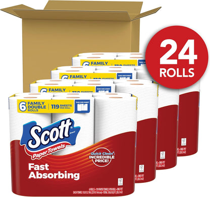 Scott Paper Towels, Choose-A-Sheet, 6 Double Rolls = 12 Regular Rolls (108 Sheets Per Roll)